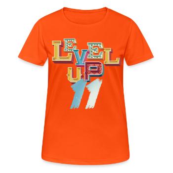 Montez en niveau 11 ans de jeu Gamer Birthday Gaming - T-shirt respirant Femme - orange néon - Devant - AI Model Female 172 dark (172cm)