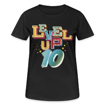 Level Up 10 Years Birthday Gamer Gaming - Women's Breathable T-Shirt - black - Front - AI Model Female 172 light (172cm)