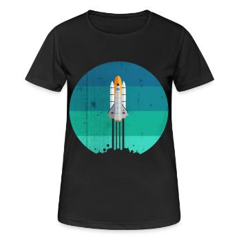 Raumfahrt Rakete Raketenstart - Frauen T-Shirt atmungsaktiv - Schwarz - Vorne - AI Model Female 172 light (172cm)