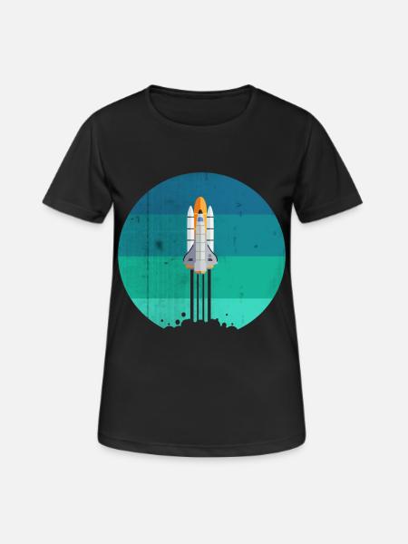 Raumfahrt Rakete Raketenstart - Frauen T-Shirt atmungsaktiv - Schwarz