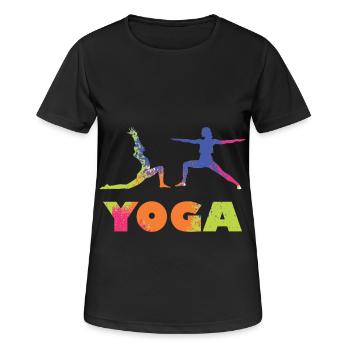 Yoga Farbe - Frauen T-Shirt atmungsaktiv - Schwarz - Vorne - AI Model Female 172 light (172cm)