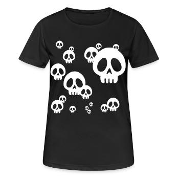 Invasion Manga Schädel (weiß) - Frauen T-Shirt atmungsaktiv - Schwarz - Vorne - AI Model Female 172 light (172cm)