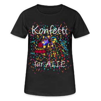 Konfetti für alle - Fasching, Kölle alaaf - Frauen T-Shirt atmungsaktiv - Schwarz - Vorne - AI Model Female 172 light (172cm)