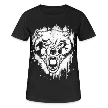 Loup - Loups - Loup-garou - Meute de loups - Pleine Lune - T-shirt respirant Femme - noir - Devant - AI Model Female 172 light (172cm)