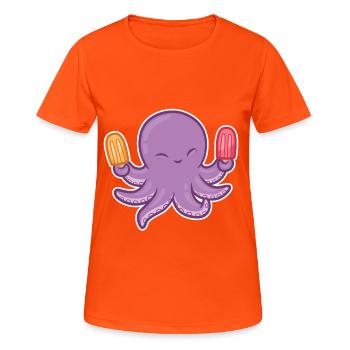 Octopus - Women's Breathable T-Shirt - neon orange - Front - AI Model Female 172 dark (172cm)