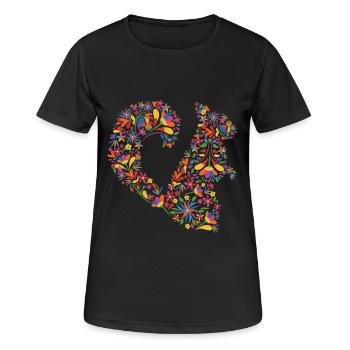 Blumen-Eichhörnchen - Frauen T-Shirt atmungsaktiv - Schwarz - Vorne - AI Model Female 172 light (172cm)
