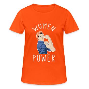 Girl power in Rosie Riveter style - Women's Breathable T-Shirt - neon orange - Front - AI Model Female 172 dark (172cm)