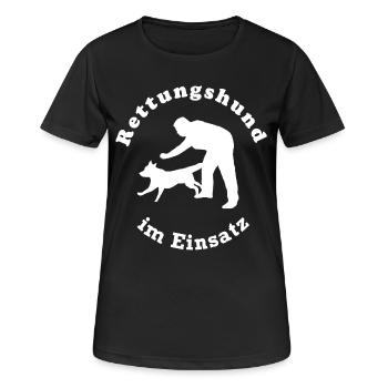 Rettungshund im Einsatz weiss Rund - Frauen T-Shirt atmungsaktiv - Schwarz - Vorne - AI Model Female 172 light (172cm)