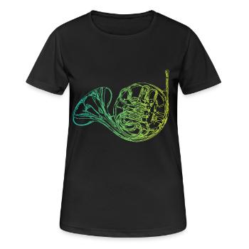 Horn Instrument - Frauen T-Shirt atmungsaktiv - Schwarz - Vorne - AI Model Female 172 light (172cm)