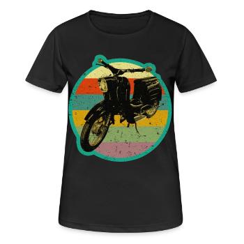 Cyclomoteur Schwalbe rétro Simmi - T-shirt respirant Femme - noir - Devant - AI Model Female 172 light (172cm)