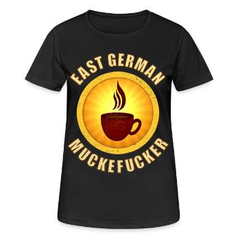 Café DDR muckefuck avec tasse dans un style rétro - T-shirt respirant Femme - noir - Devant - AI Model Female 172 light (172cm)