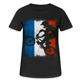 BMX France / bmx / Bmx / Vélo / Fahrrad - BMX - T-shirt respirant Femme - noir - Devant - AI Model Female 172 light (172cm)