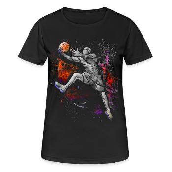 Basketballer - Basketball - BBall - Basket Jordan - Frauen T-Shirt atmungsaktiv - Schwarz - Vorne - AI Model Female 172 light (172cm)