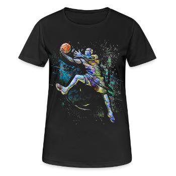 Basketballer - Basketball - BBall - Basket Ball - Frauen T-Shirt atmungsaktiv - Schwarz - Vorne - AI Model Female 172 light (172cm)