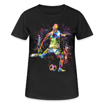 Playing soccer - Soccer player - Women's Breathable T-Shirt - black - Front - AI Model Female 172 light (172cm)