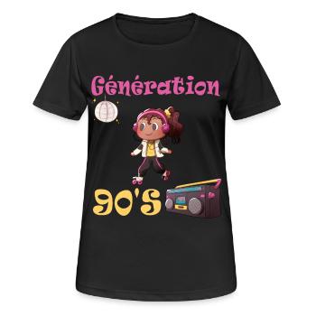 Design inspiriert von der Dance-Musik der 90er Jahre - Frauen T-Shirt atmungsaktiv - Schwarz - Vorne - AI Model Female 172 light (172cm)