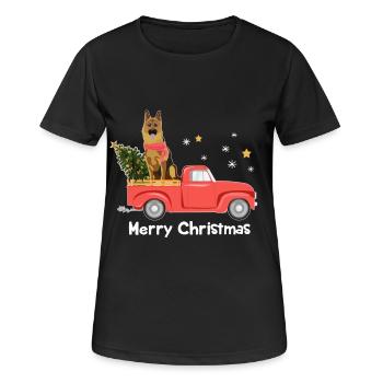 Pick-up de Noël berger allemand - T-shirt respirant Femme - noir - Devant - AI Model Female 172 light (172cm)