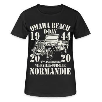 Omaha Beach D-Day 1944-2020 76. Jahrestag - Frauen T-Shirt atmungsaktiv - Schwarz - Vorne - AI Model Female 172 light (172cm)