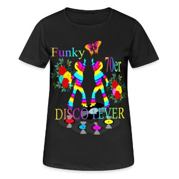 Disco Fieber 70er - Frauen T-Shirt atmungsaktiv - Schwarz - Vorne - AI Model Female 172 light (172cm)