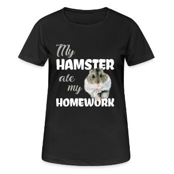 Hamster homework Funny saying - Women's Breathable T-Shirt - black - Front - AI Model Female 172 light (172cm)