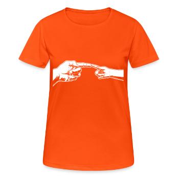 Pere fils - T-shirt respirant Femme - orange néon - Devant - AI Model Female 172 dark (172cm)