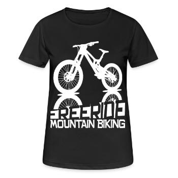 Freedom and adrenaline – MTB Freeride - Women's Breathable T-Shirt - black - Front - AI Model Female 172 light (172cm)