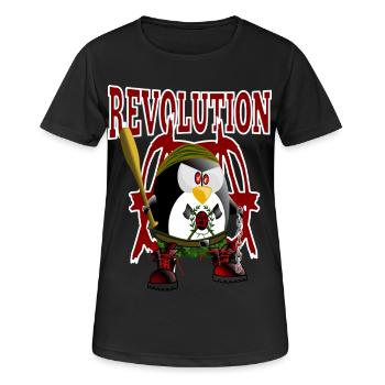 Pinguin, Revolution - Frauen T-Shirt atmungsaktiv - Schwarz - Vorne - AI Model Female 172 light (172cm)