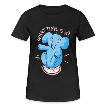 Horloge éléphant - T-shirt respirant Femme - noir - Devant - AI Model Female 172 light (172cm)