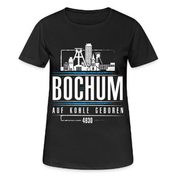 Bochum - 4630 - Auf Kohle geboren - Frauen T-Shirt atmungsaktiv - Schwarz - Vorne - AI Model Female 172 light (172cm)