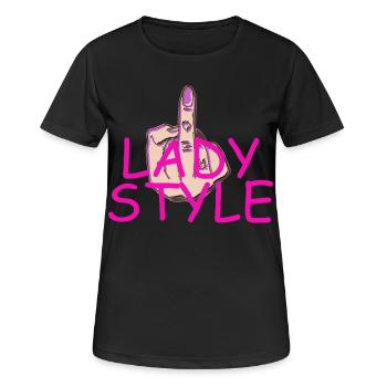 Lady Style Mittelfinger - Frauen T-Shirt atmungsaktiv - Schwarz - Vorne - AI Model Female 172 light (172cm)