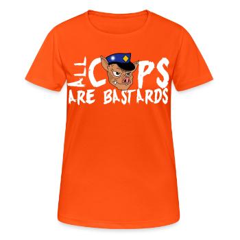 Cops sind scheiße ! - Frauen T-Shirt atmungsaktiv - Neonorange - Vorne - AI Model Female 172 dark (172cm)