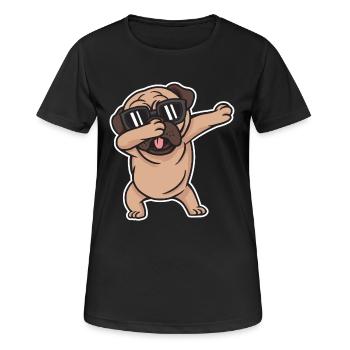 Dab Dabbing Pug Dog Chien Danse Tendance Tendance - T-shirt respirant Femme - noir - Devant - AI Model Female 172 light (172cm)