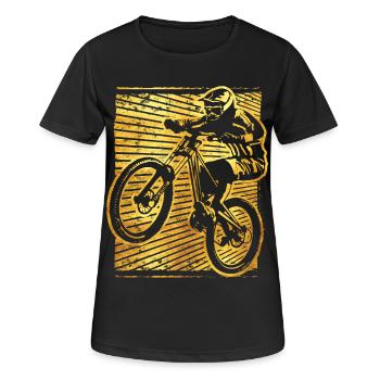 Mountainbike - Mountainbiker - Mountainbike Fahrer - Frauen T-Shirt atmungsaktiv - Schwarz - Vorne - AI Model Female 172 light (172cm)