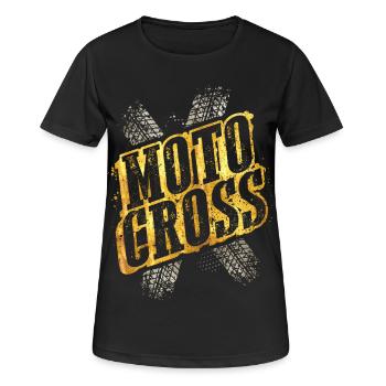 Motocross - Motocross Fahrer - Motocross fahren - Frauen T-Shirt atmungsaktiv - Schwarz - Vorne - AI Model Female 172 light (172cm)