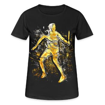 Badminton - Smash - Badminton Spieler - Frauen T-Shirt atmungsaktiv - Schwarz - Vorne - AI Model Female 172 light (172cm)