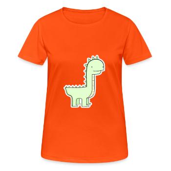 Pastel Green Dino Cartoon - Women's Breathable T-Shirt - neon orange - Front - AI Model Female 172 dark (172cm)