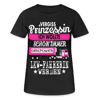 Prinzessin & LKW-Fahrerin - Frauen T-Shirt atmungsaktiv - Schwarz - Vorne - AI Model Female 172 light (172cm)