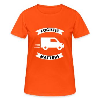 Logistik und Transport - Frauen T-Shirt atmungsaktiv - Neonorange - Vorne - AI Model Female 172 dark (172cm)