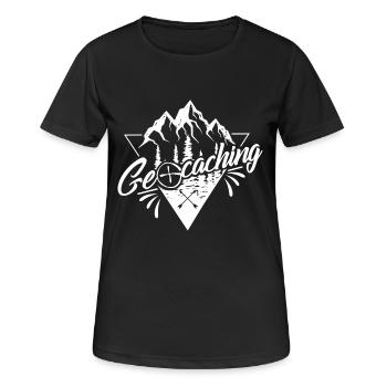 Geocaching - Frauen T-Shirt atmungsaktiv - Schwarz - Vorne - AI Model Female 172 light (172cm)