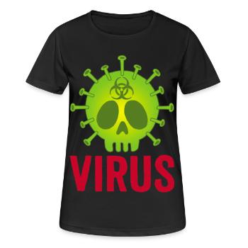 Todeskopf Virus - Frauen T-Shirt atmungsaktiv - Schwarz - Vorne - AI Model Female 172 light (172cm)