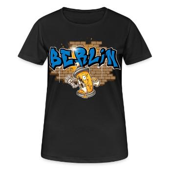 Berlin Graffiti - Frauen T-Shirt atmungsaktiv - Schwarz - Vorne - AI Model Female 172 light (172cm)