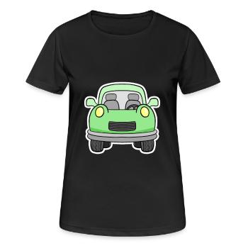 Fröhlicher Grünwagen Frontansicht - Frauen T-Shirt atmungsaktiv - Schwarz - Vorne - AI Model Female 172 light (172cm)