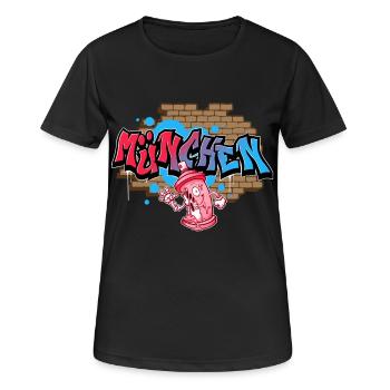 München Graffiti - Frauen T-Shirt atmungsaktiv - Schwarz - Vorne - AI Model Female 172 light (172cm)