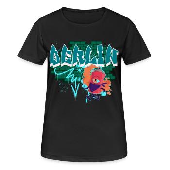 Graffiti de Berlin - T-shirt respirant Femme - noir - Devant - AI Model Female 172 light (172cm)