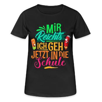 Einschulung - Frauen T-Shirt atmungsaktiv - Schwarz - Vorne - AI Model Female 172 light (172cm)