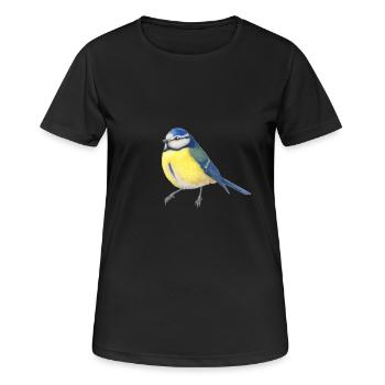 BlueTit - illustration aquarelle oiseau - T-shirt respirant Femme - noir - Devant - AI Model Female 172 light (172cm)