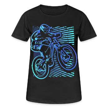 MTB | Mountainbike | Mountainbiker | Mountainbike - Frauen T-Shirt atmungsaktiv - Schwarz - Vorne - AI Model Female 172 light (172cm)