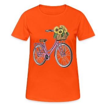 Tournesol à vélo féminin - T-shirt respirant Femme - orange néon - Devant - AI Model Female 172 dark (172cm)