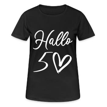 Accueil chaleureux avec design manuscrit - T-shirt respirant Femme - noir - Devant - AI Model Female 172 light (172cm)