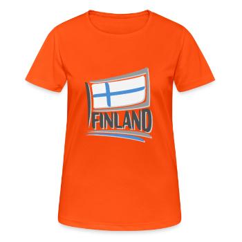Finland Souvenir Landmark, Finland Flag Travel - Women's Breathable T-Shirt - neon orange - Front - AI Model Female 172 dark (172cm)